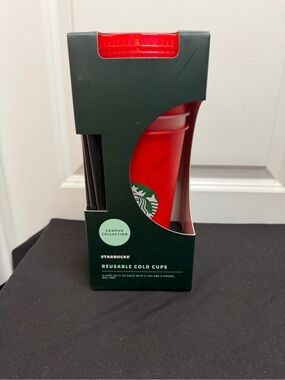 Starbucks UNLV reusable campus cups with straws. NWT